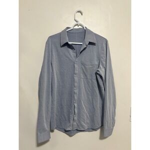 Lululemon Mens Long Sleeve Button Down Shirt Light Blue Heathered Tech Size M